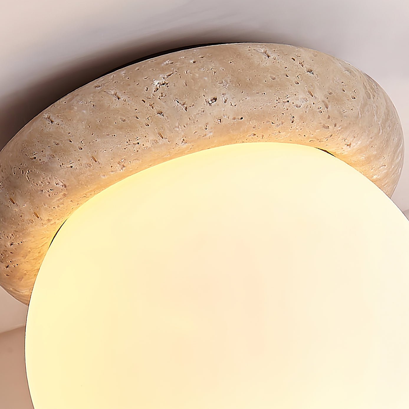 Asteroid Ceiling Lamp | Beige Travertine | Yellow Travertine