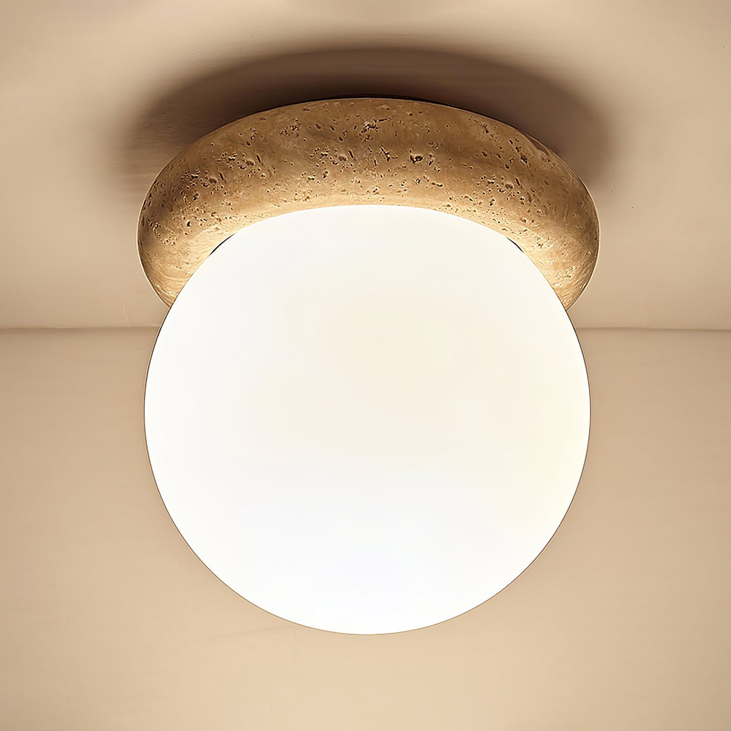 Asteroid Ceiling Lamp | Beige Travertine | Yellow Travertine