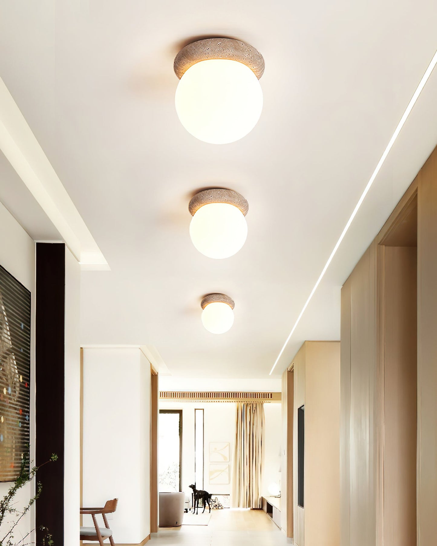 Asteroid Ceiling Lamp | Beige Travertine | Yellow Travertine