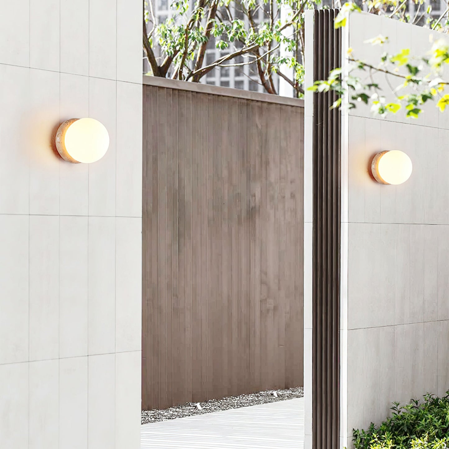 Asteroid Wall Light | Travertine, Metal, Glass | Yellow