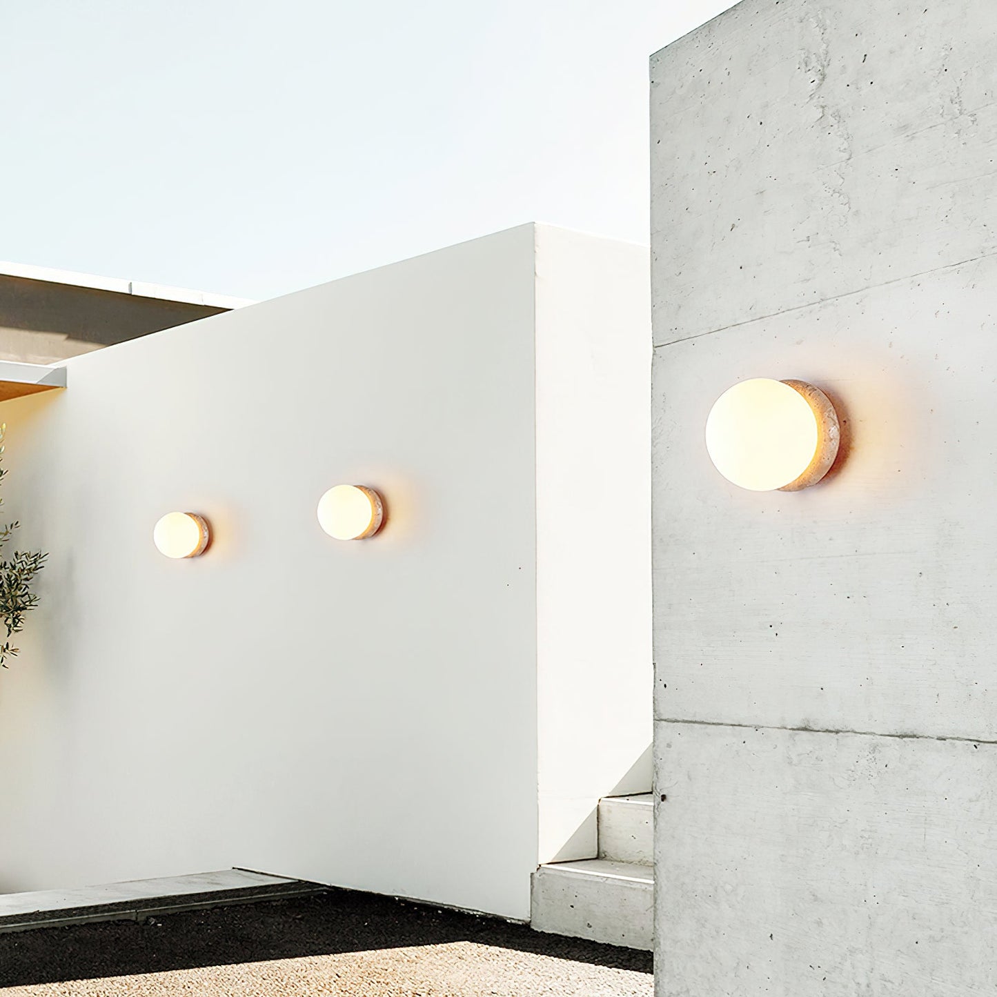 Asteroid Wall Light | Travertine, Metal, Glass | Yellow