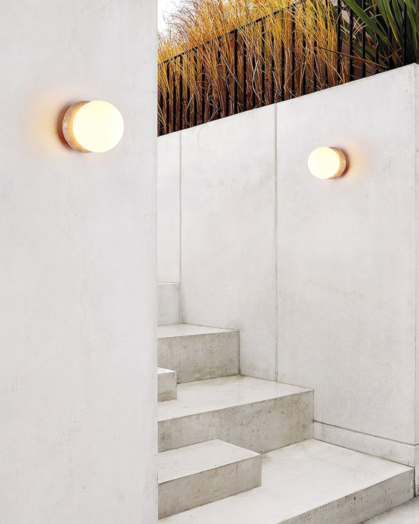Asteroid Wall Light | Travertine, Metal, Glass | Yellow
