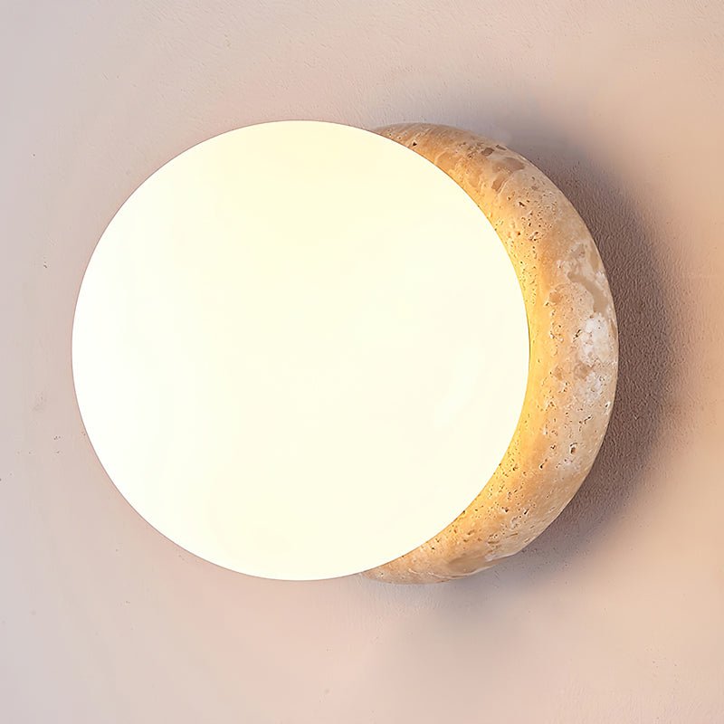 Asteroid Wall Light | Travertine, Metal, Glass | Yellow