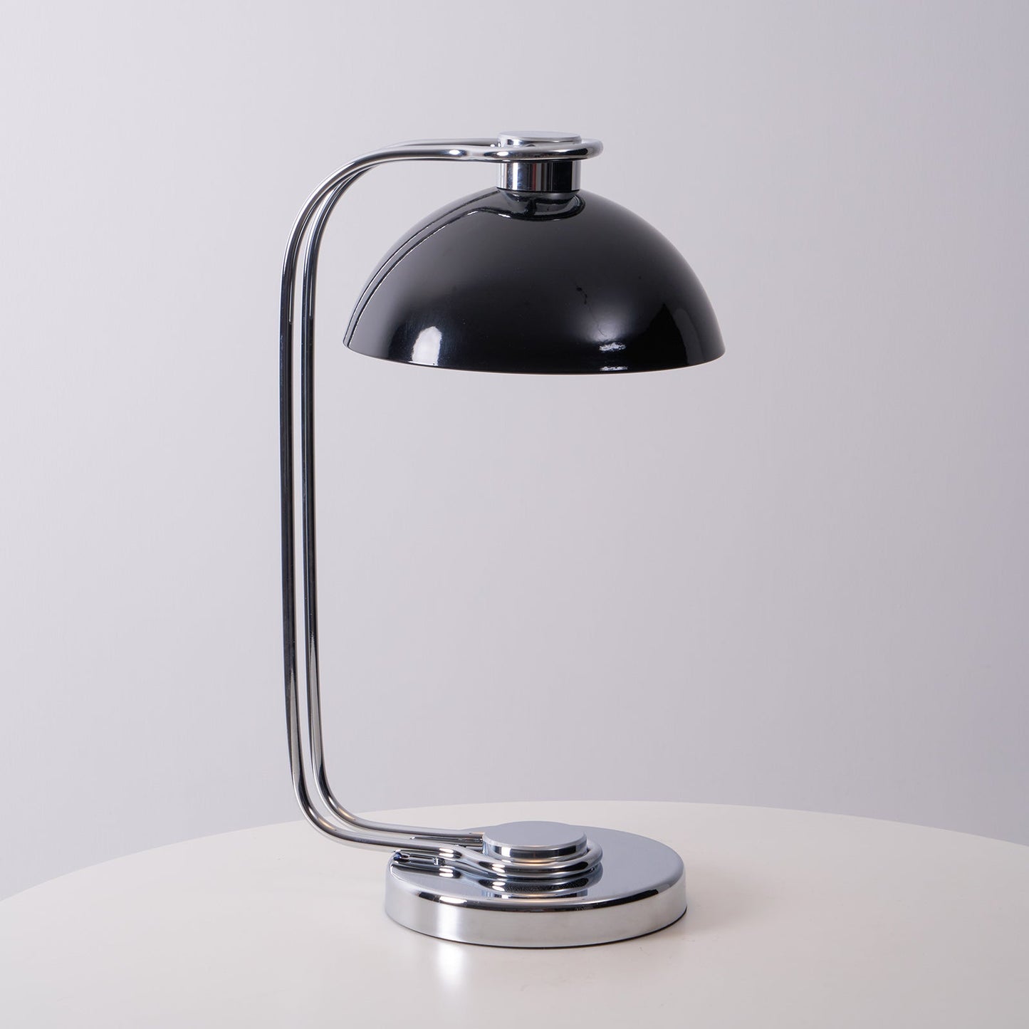 Athena Table Lamp | Polished Chrome & Black Shade | Modern Design