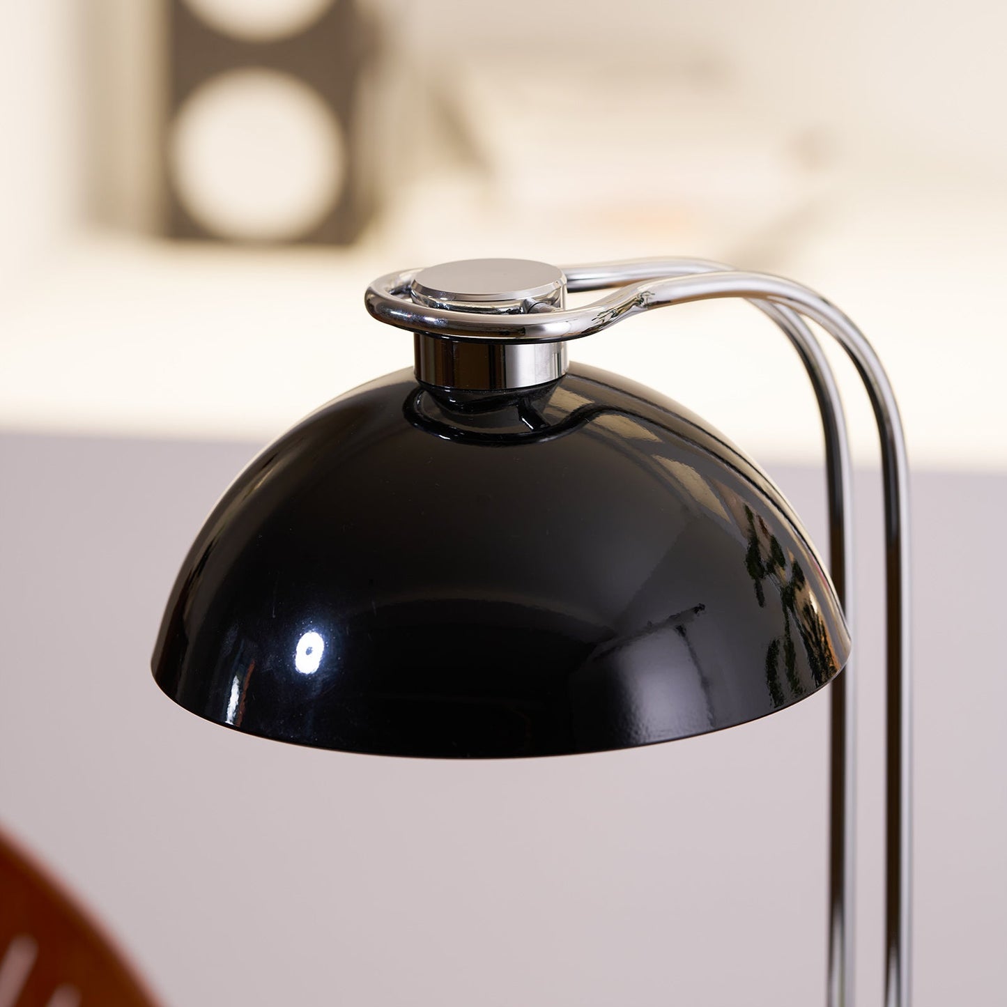 Athena Table Lamp | Polished Chrome & Black Shade | Modern Design