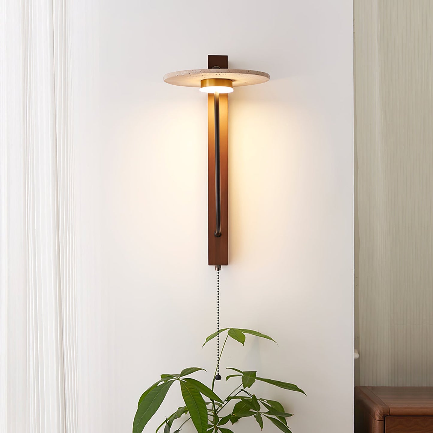 Aura Arm Wall Lamp | Yellow Travertine | Wood
