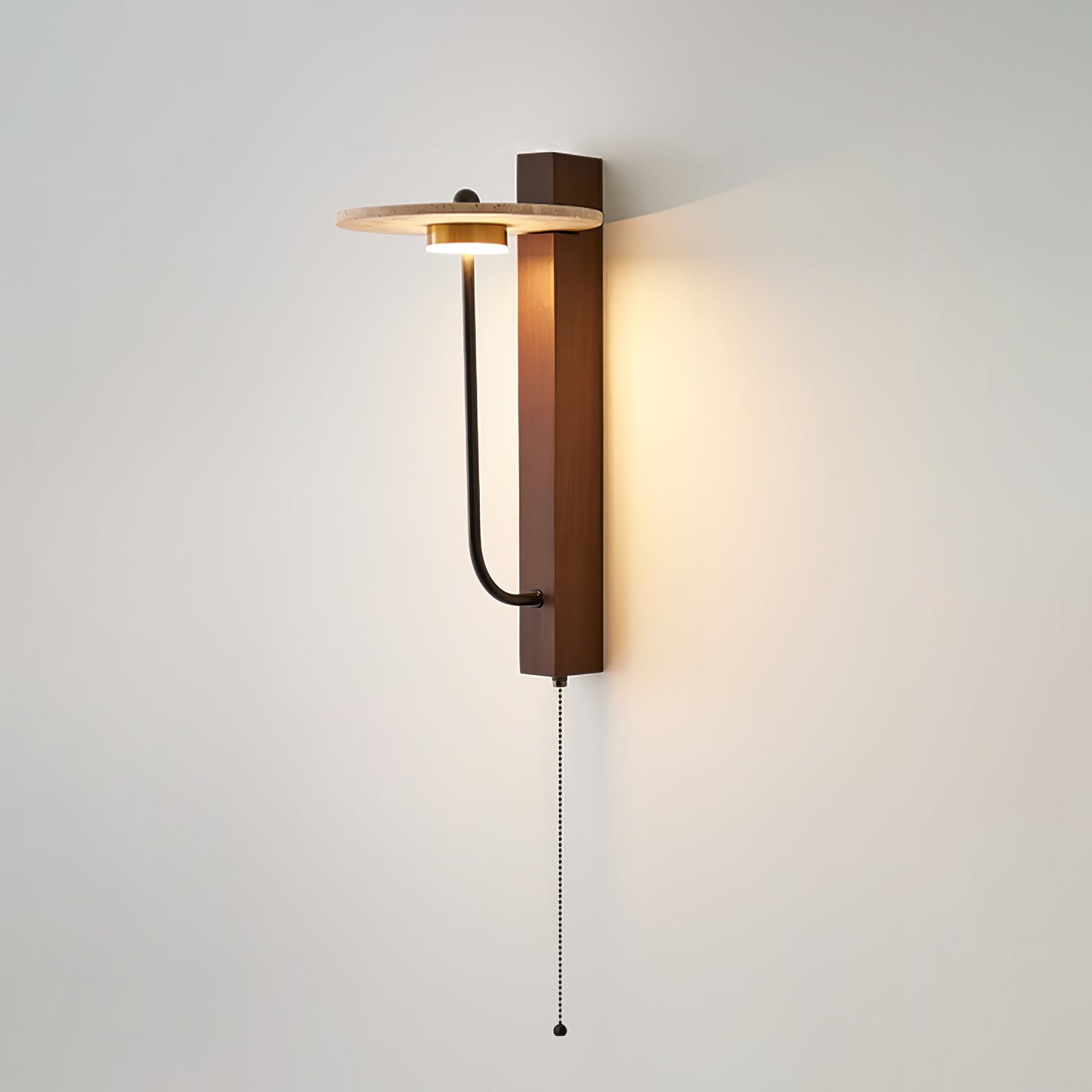 Aura Arm Wall Lamp | Yellow Travertine | Wood