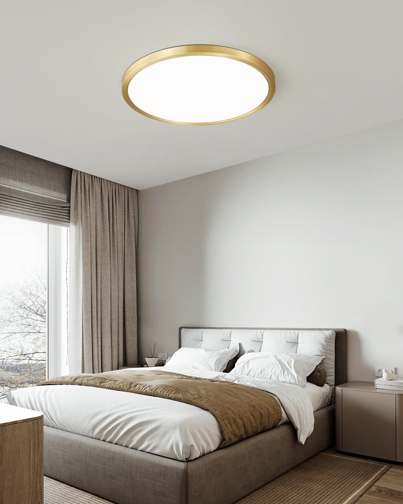 Aurea Disc Ceiling Light | Brass Frame | White Shade