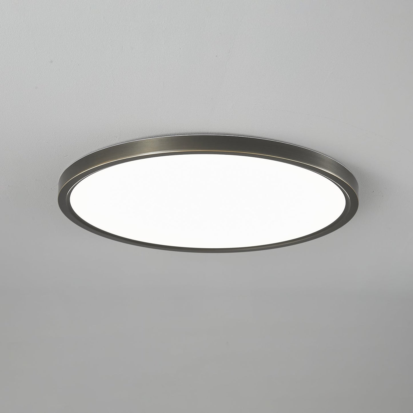 Aurea Disc Ceiling Light | Brass Frame | White Shade