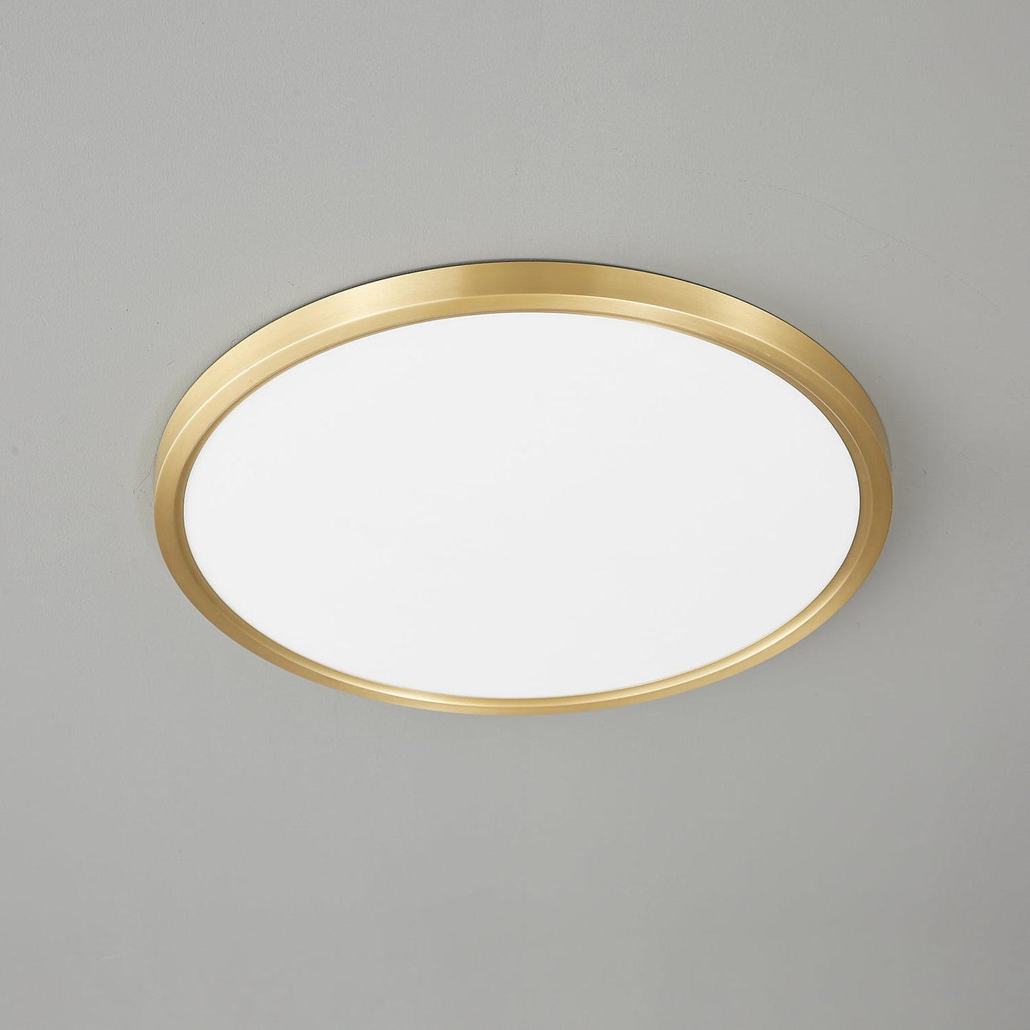 Aurea Disc Ceiling Light | Brass Frame | White Shade