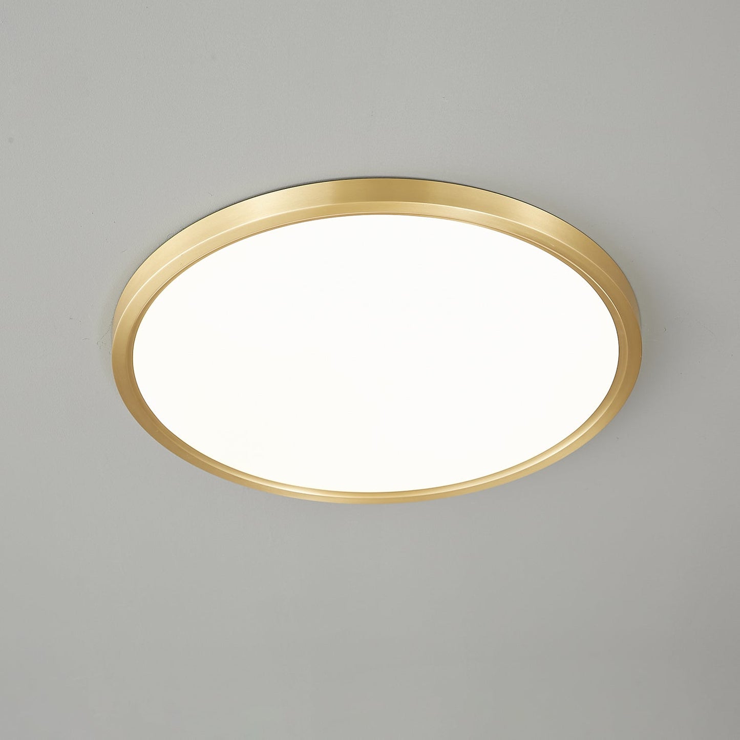 Aurea Disc Ceiling Light | Brass Frame | White Shade