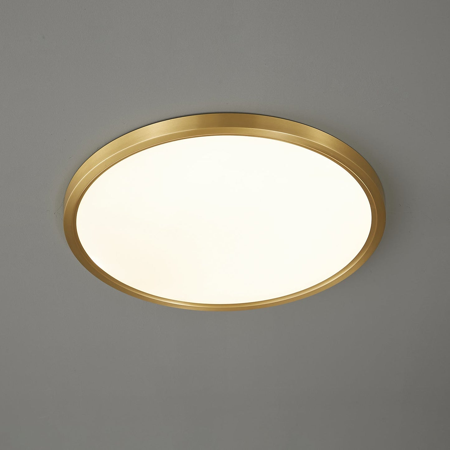 Aurea Disc Ceiling Light | Brass Frame | White Shade