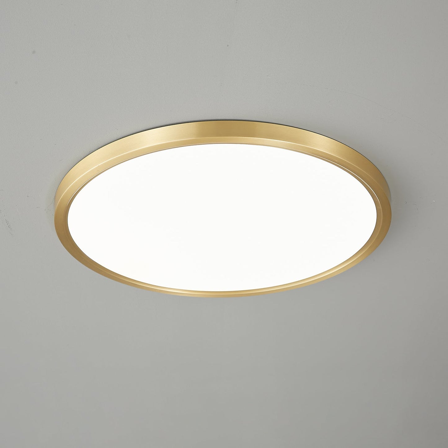 Aurea Disc Ceiling Light | Brass Frame | White Shade