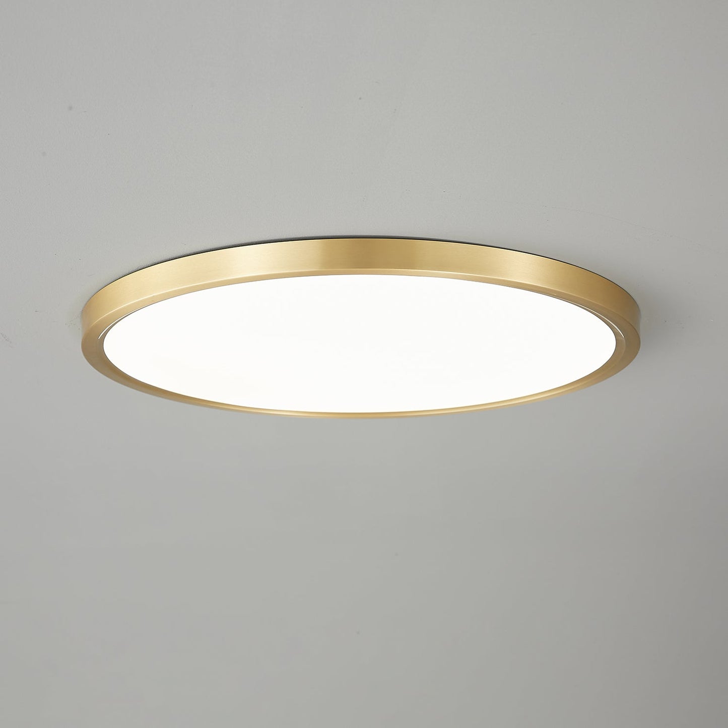 Aurea Disc Ceiling Light | Brass Frame | White Shade