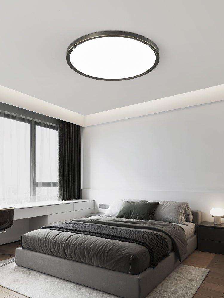 Aurea Disc Ceiling Light | Brass Frame | White Shade
