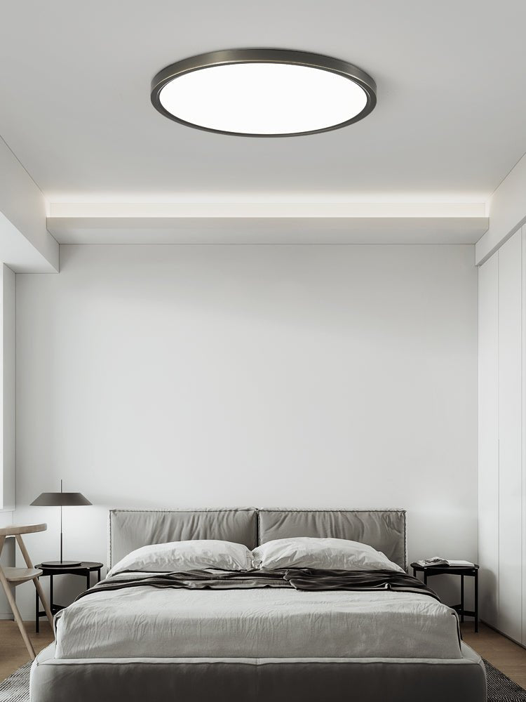 Aurea Disc Ceiling Light | Brass Frame | White Shade