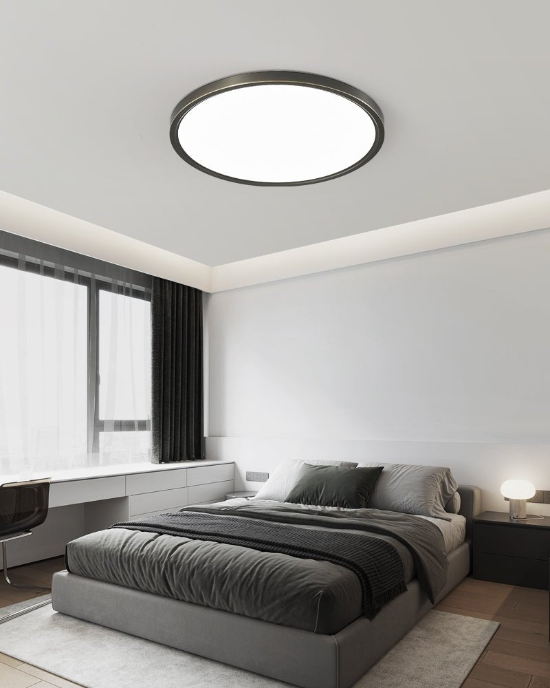 Aurea Disc Ceiling Light | Brass Frame | White Shade