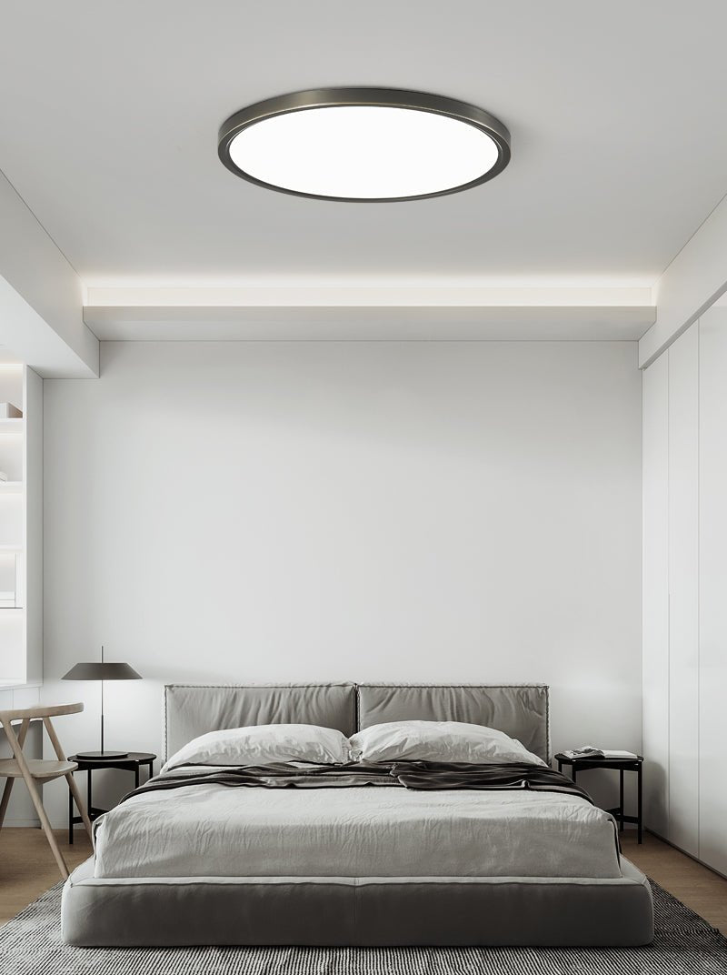Aurea Disc Ceiling Light | Brass Frame | White Shade