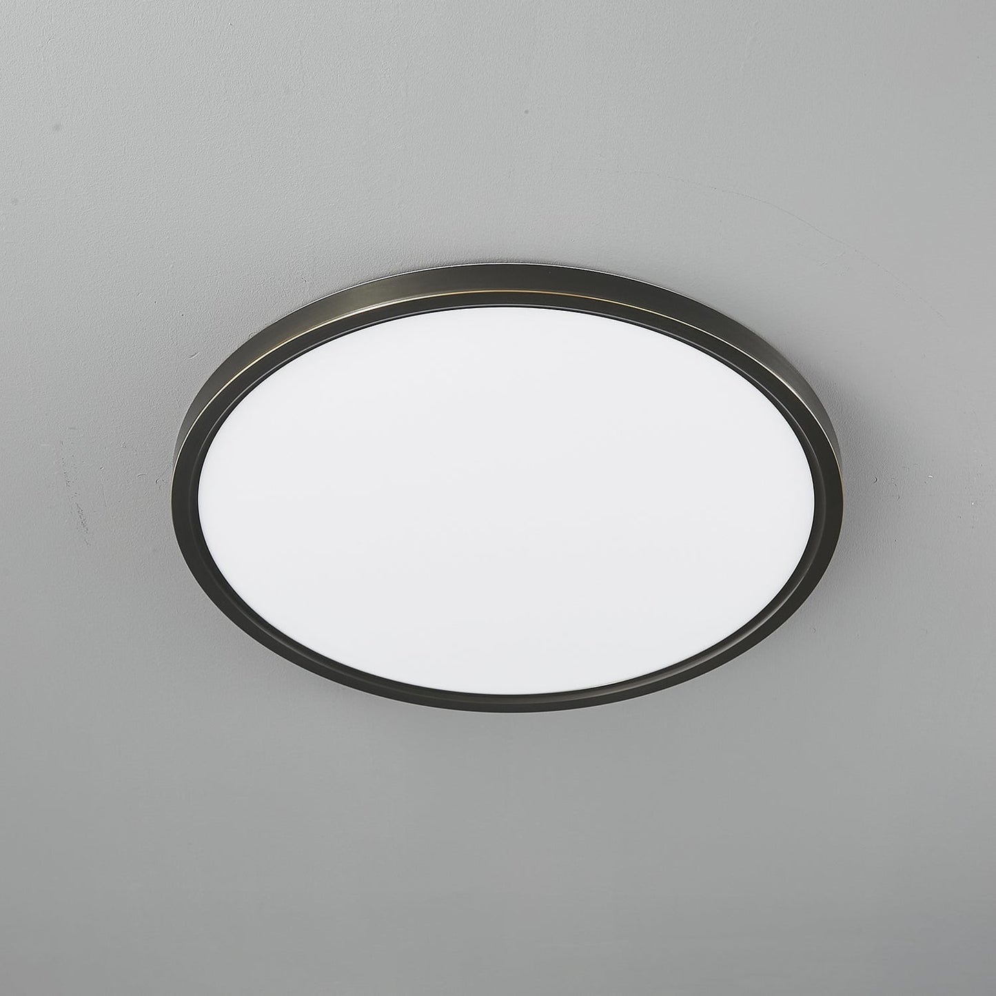 Aurea Disc Ceiling Light | Brass Frame | White Shade