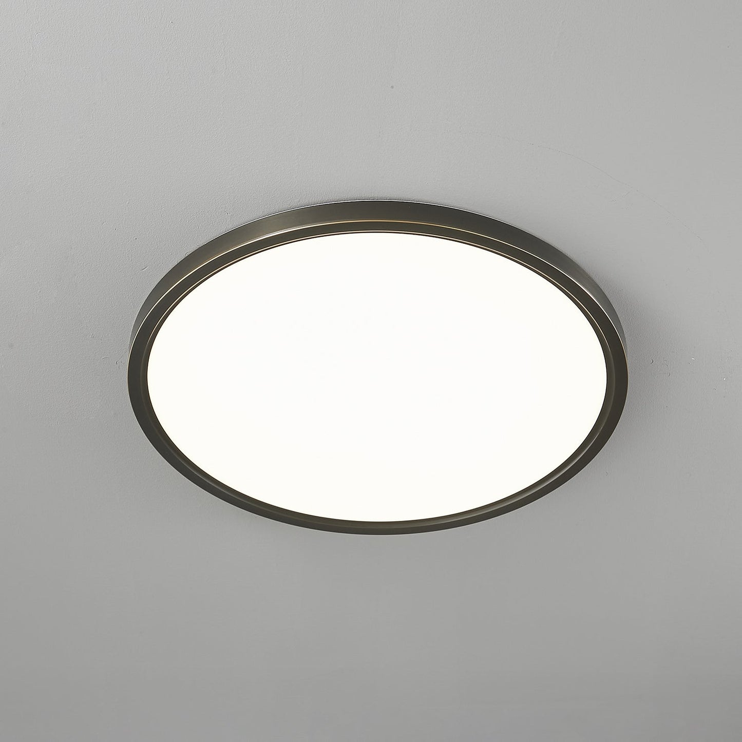 Aurea Disc Ceiling Light | Brass Frame | White Shade