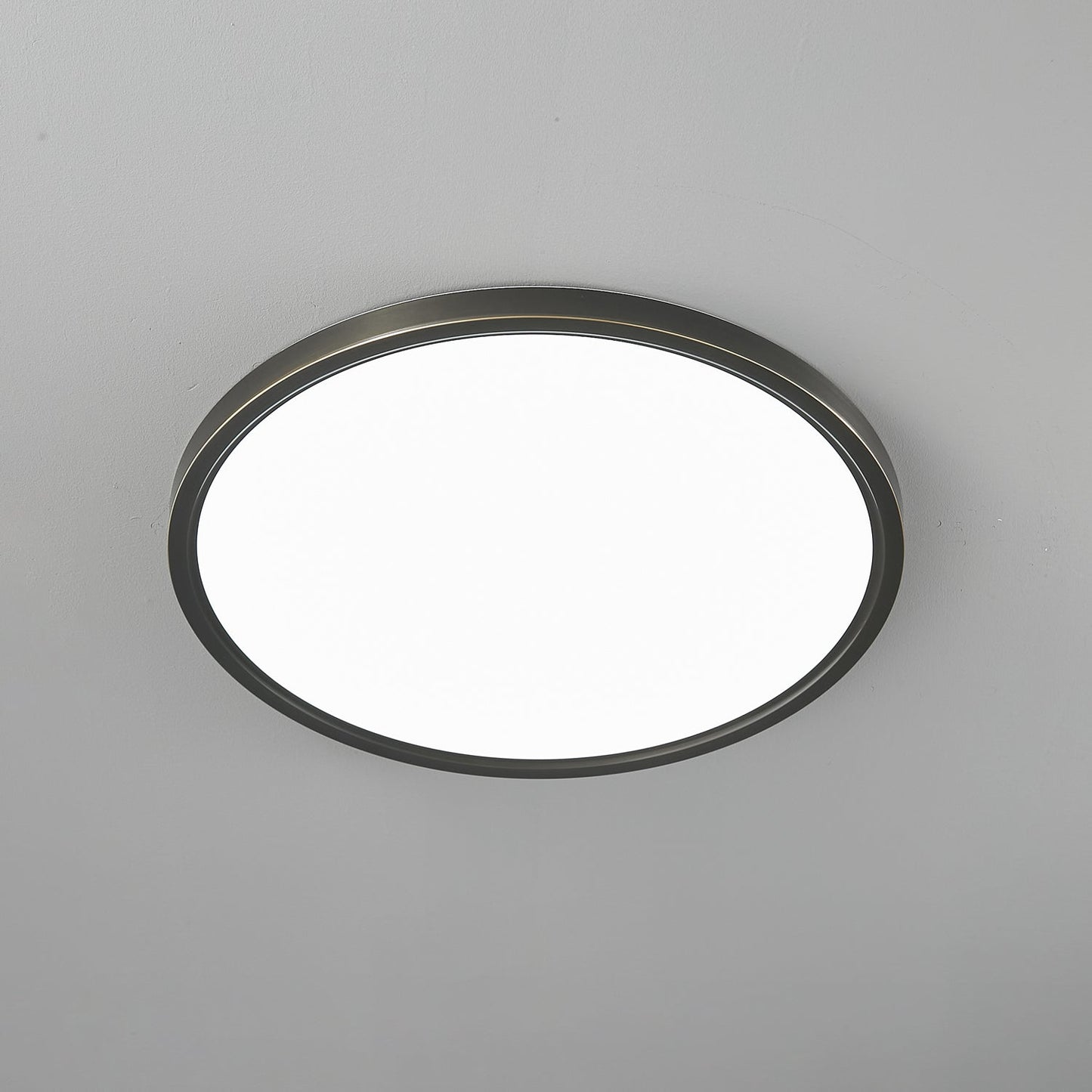 Aurea Disc Ceiling Light | Brass Frame | White Shade