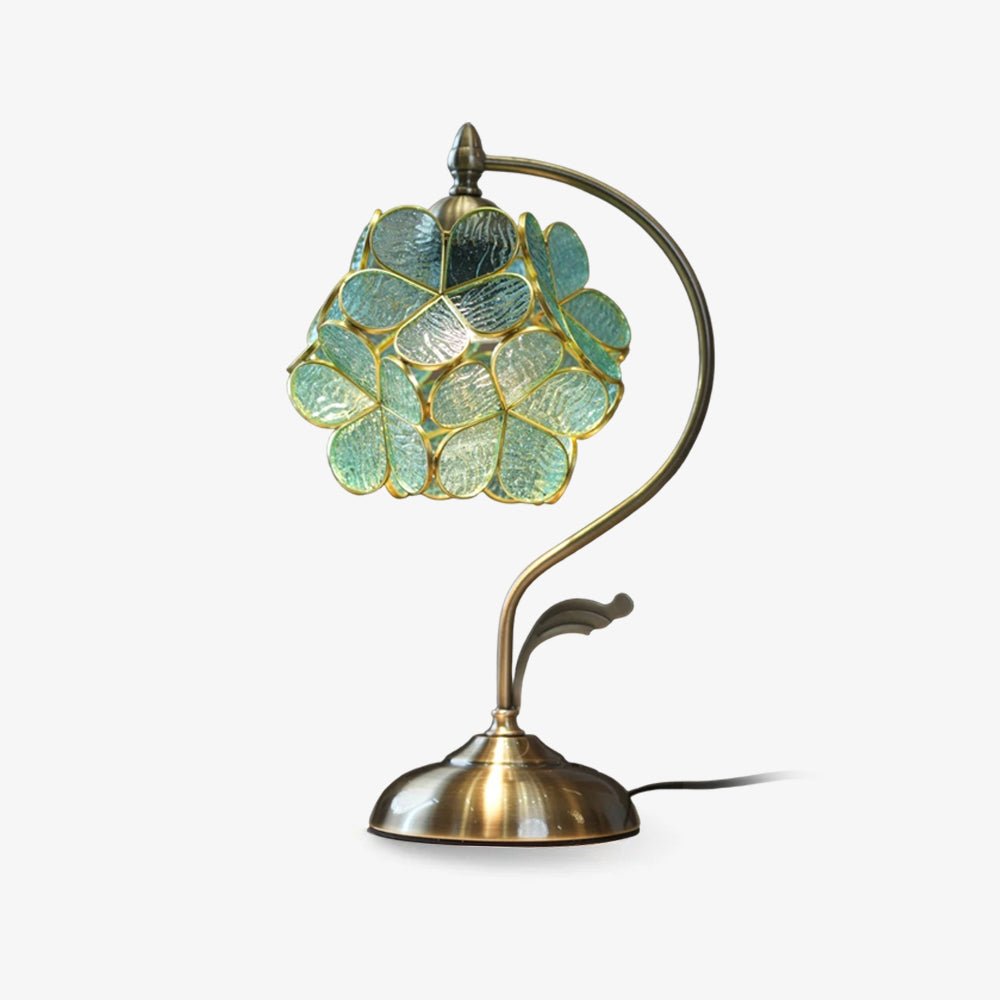 Aurelia Leaf Table Lamp | Glass & Brass | Seafoam Green