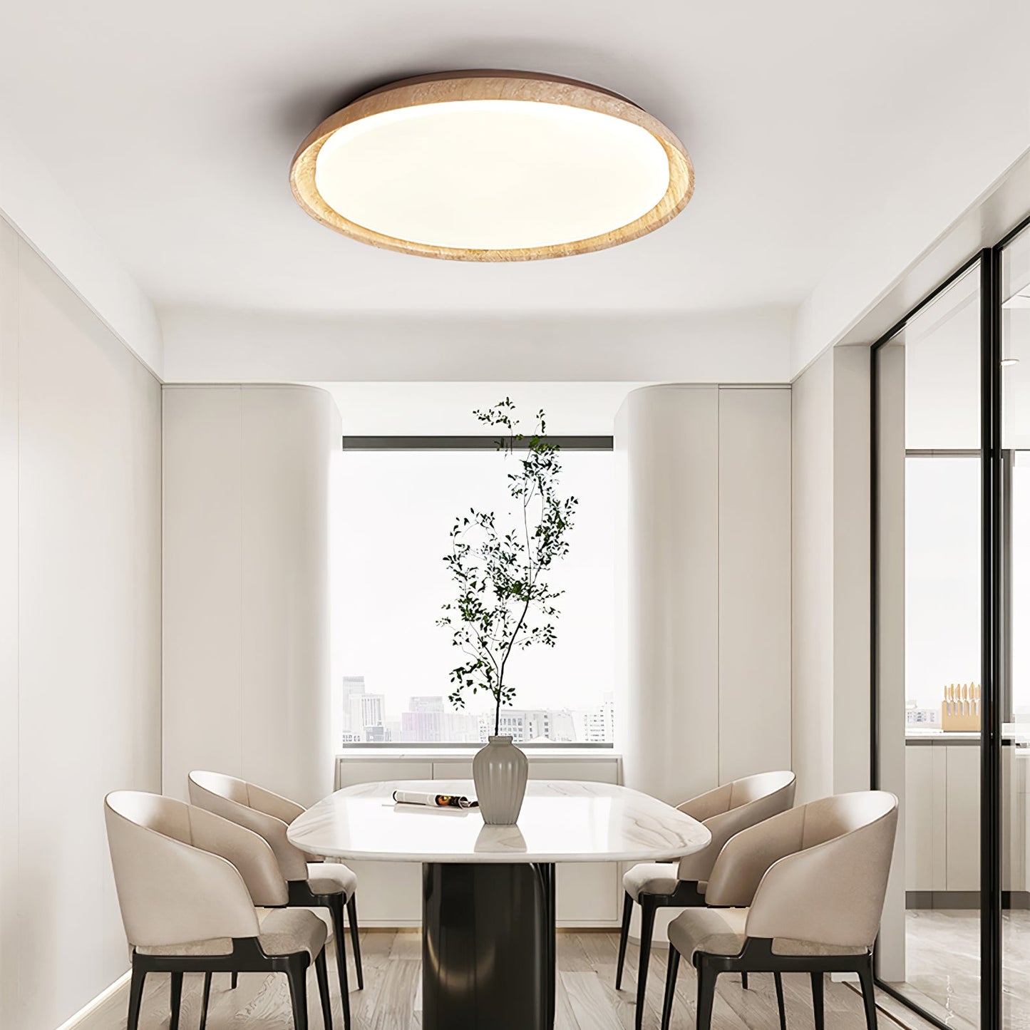 Aureum Edge Ceiling Light | Yellow Travertine | Walnut Color
