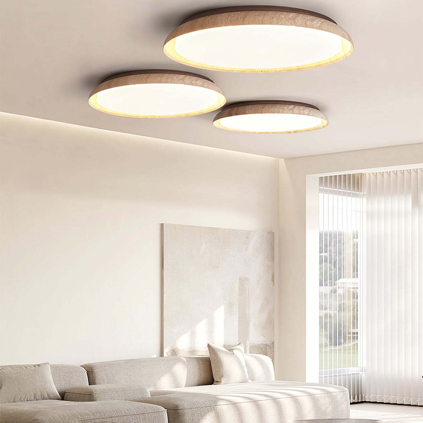 Aureum Edge Ceiling Light | Yellow Travertine | Walnut Color
