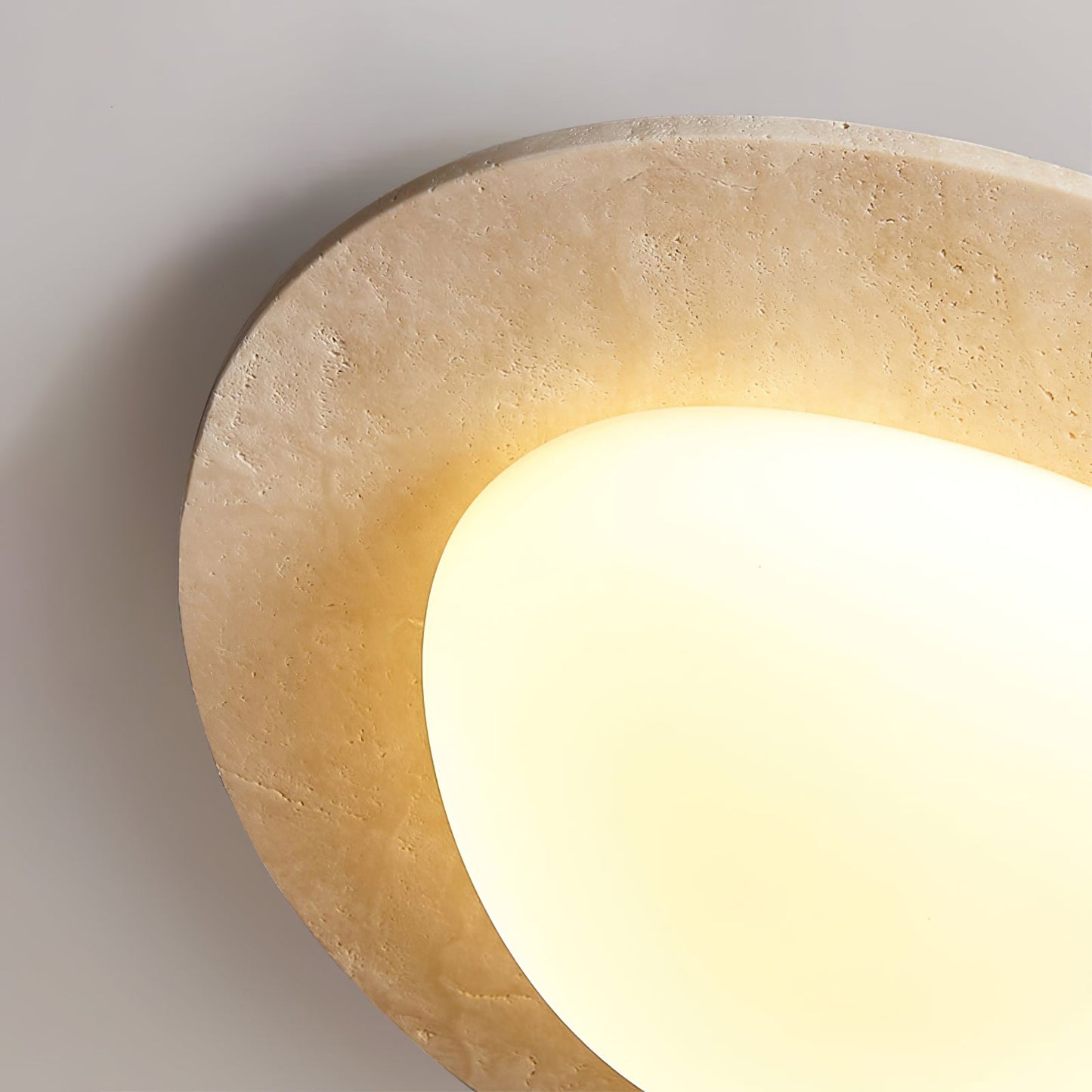 Aurora Stone Ceiling Light | Yellow Travertine | White Shade