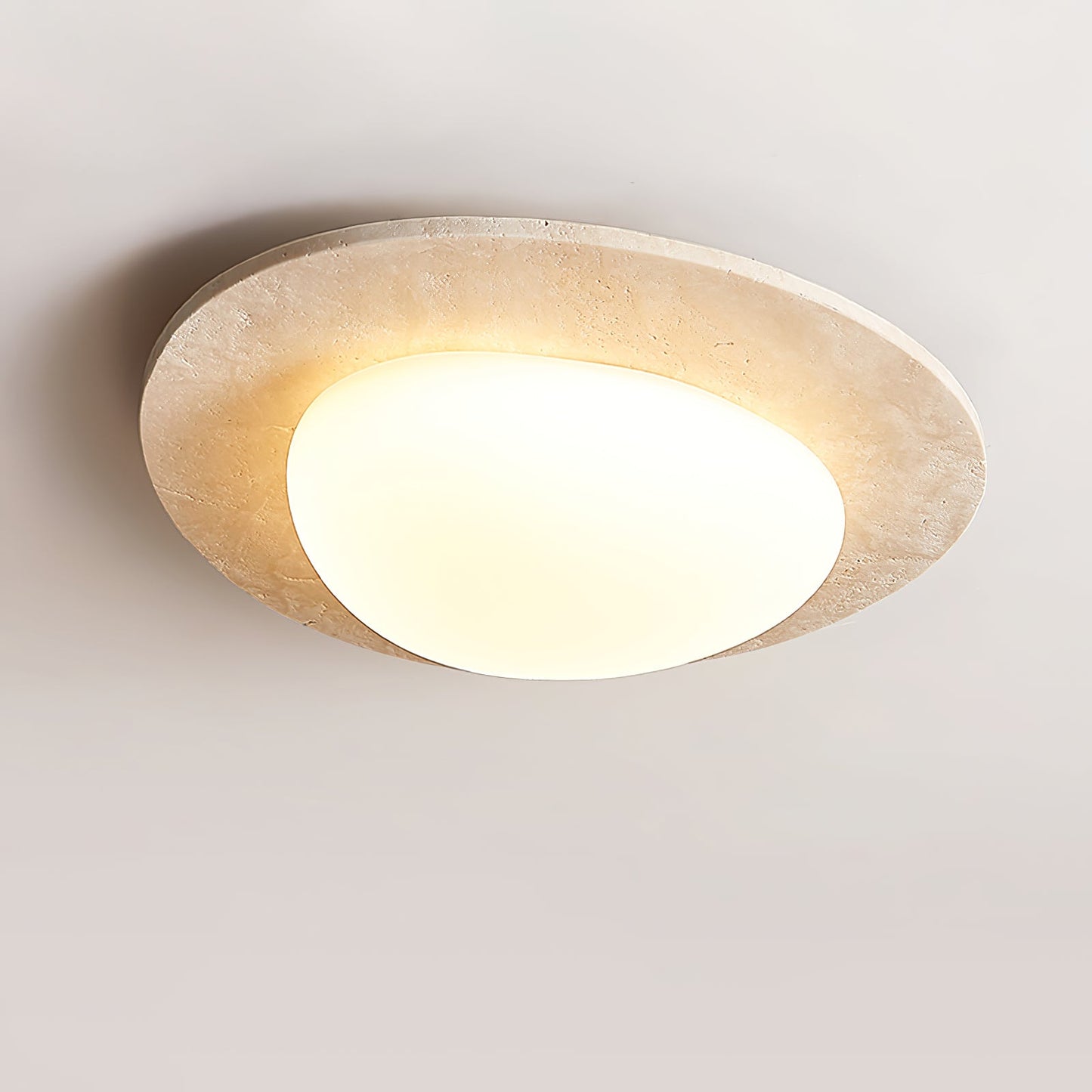 Aurora Stone Ceiling Light | Yellow Travertine | White Shade