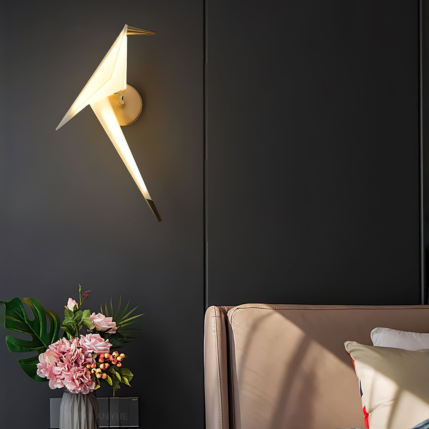 Paper Crane Wall Lamp | Adjustable Metal & PC Design | Set of 2