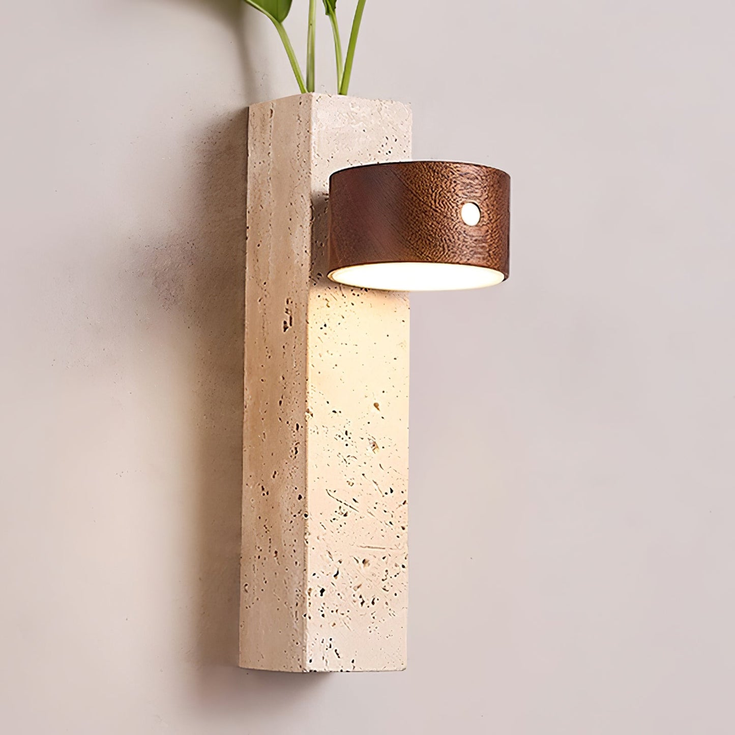 Axis Wood Wall Light | Yellow Travertine, Wood, Acrylic | Dark Walnut, Wood Color, White