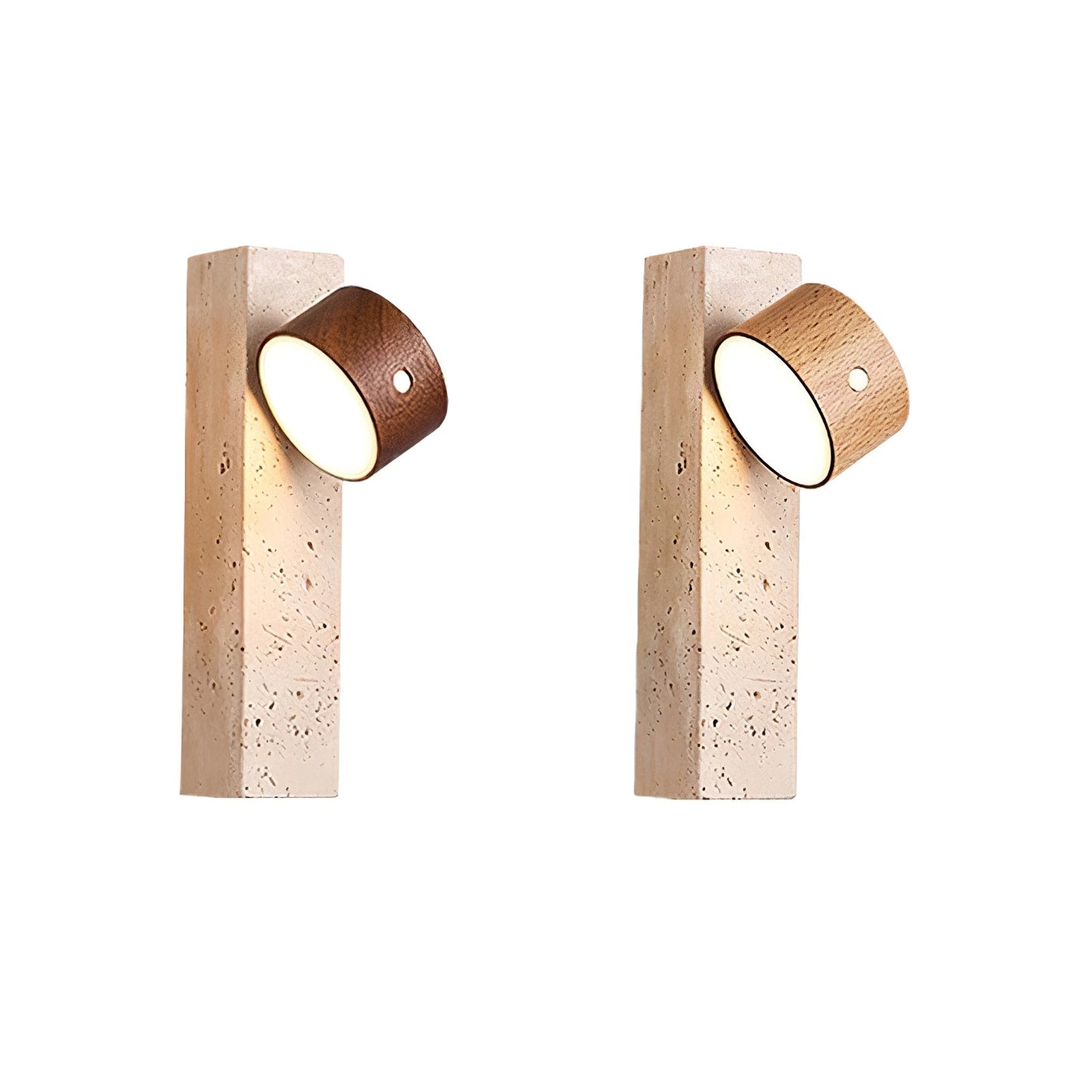 Axis Wood Wall Light | Yellow Travertine, Wood, Acrylic | Dark Walnut, Wood Color, White