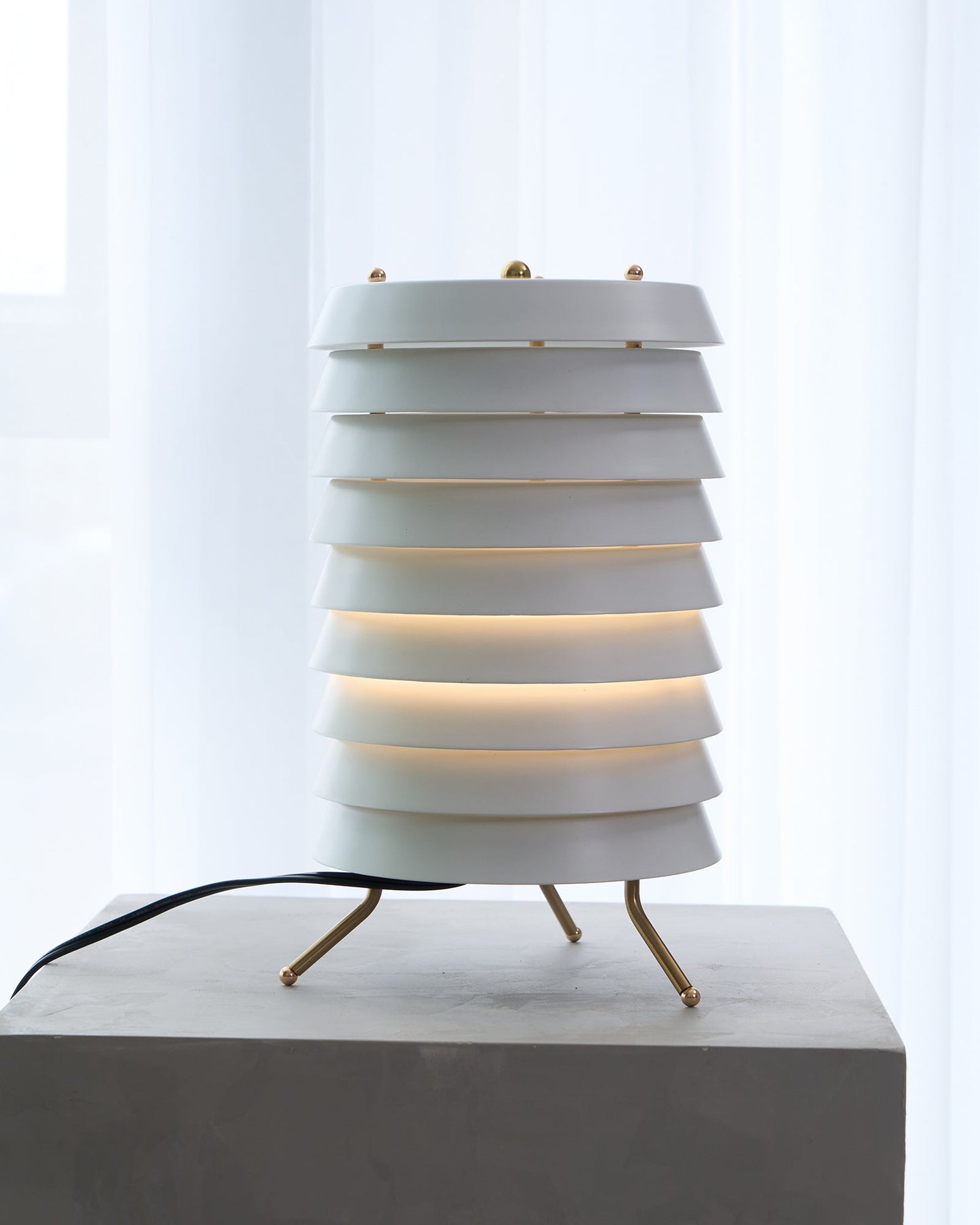 Baltic Tower Table Lamp | Metal | White Shade