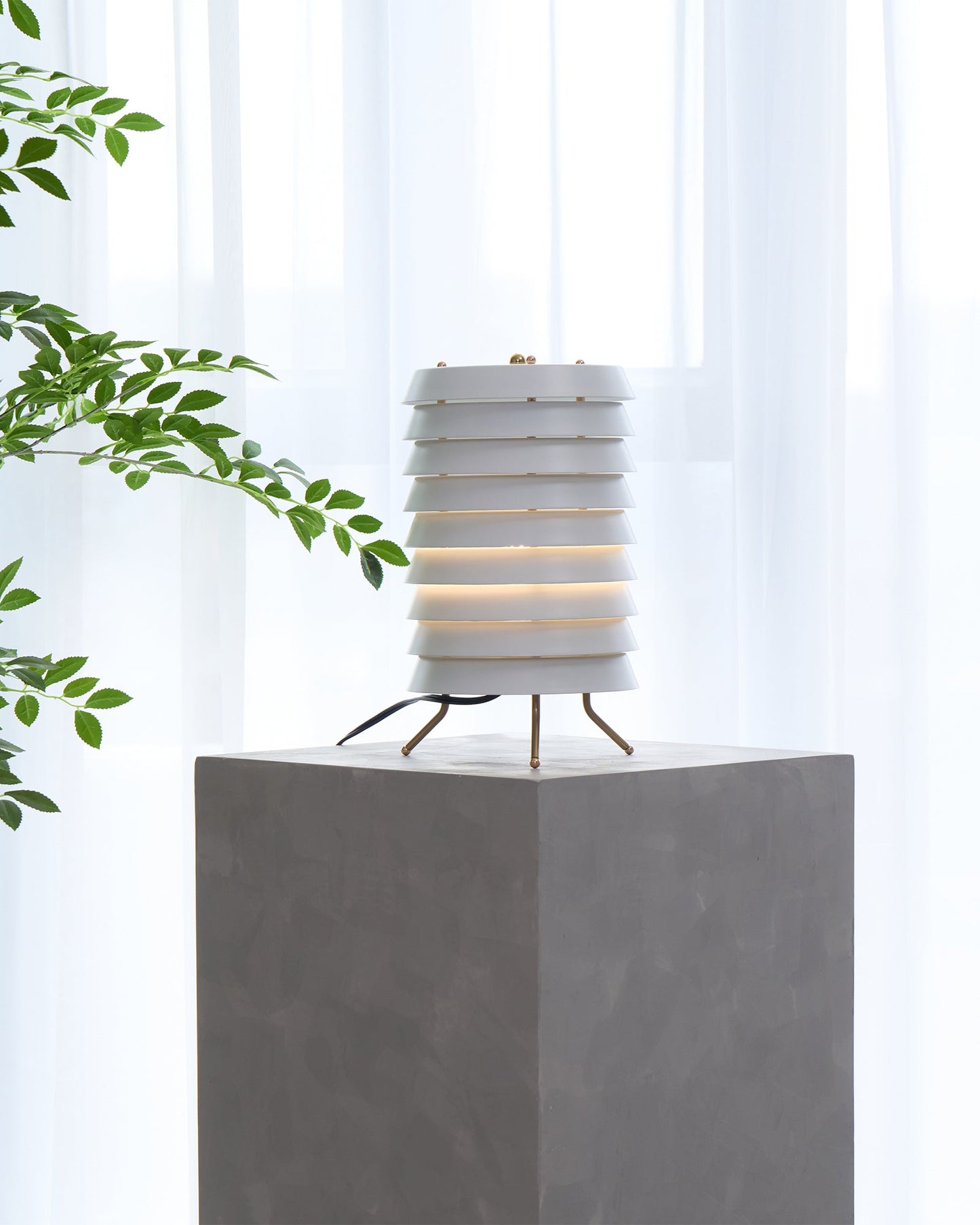Baltic Tower Table Lamp | Metal | White Shade
