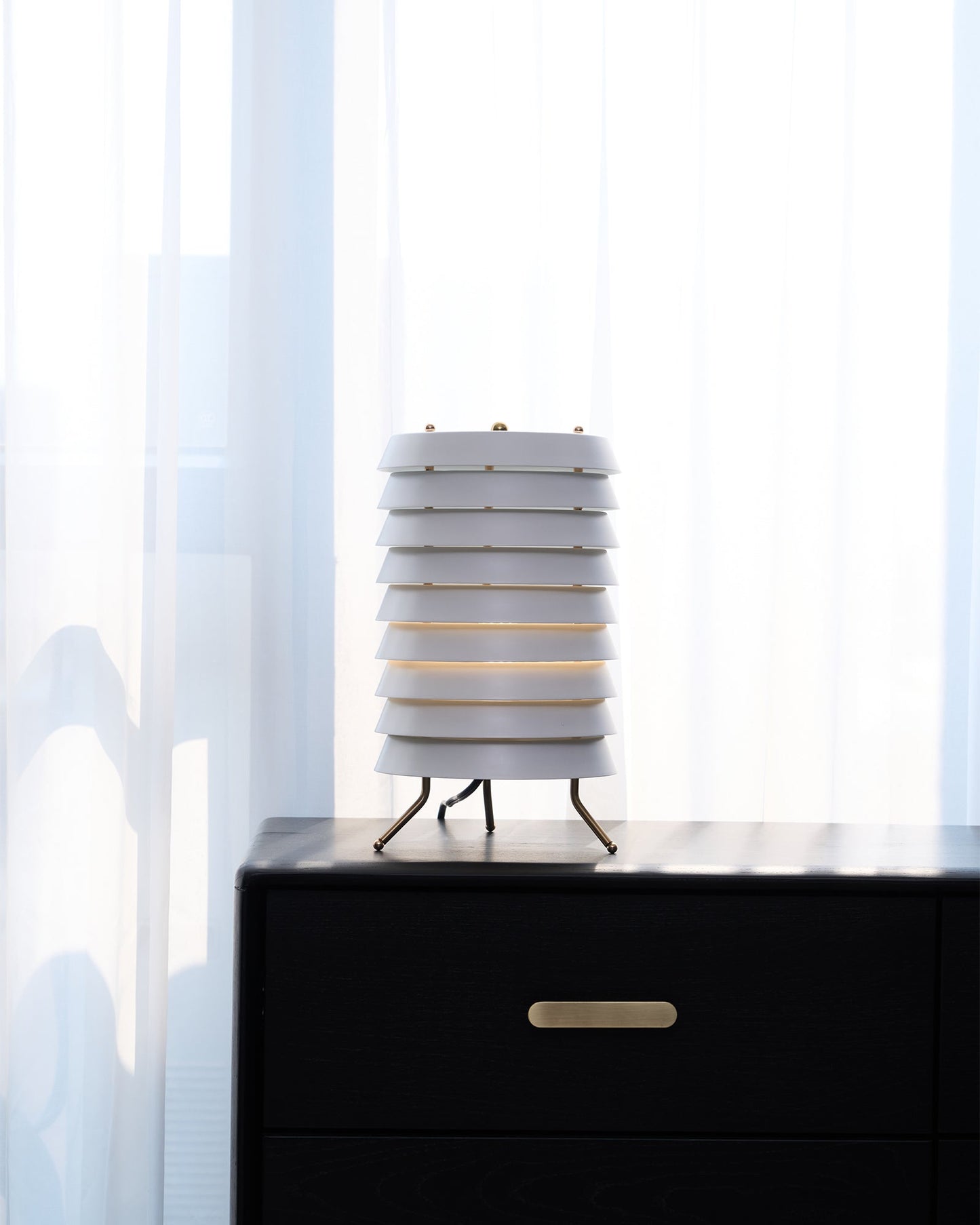 Baltic Tower Table Lamp | Metal | White Shade
