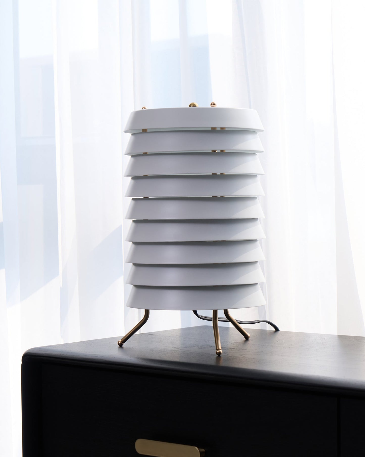 Baltic Tower Table Lamp | Metal | White Shade