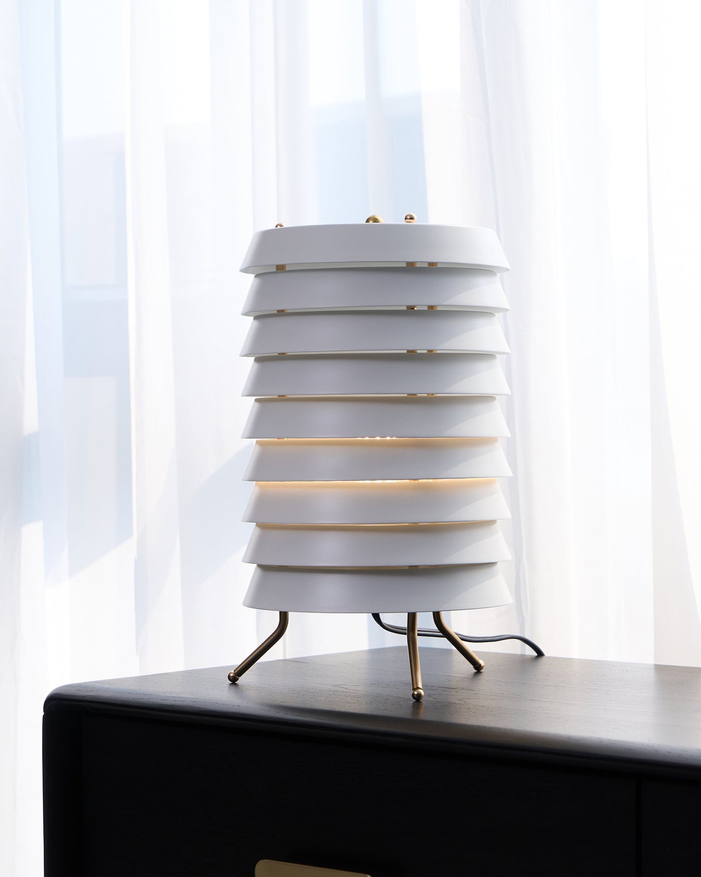 Baltic Tower Table Lamp | Metal | White Shade