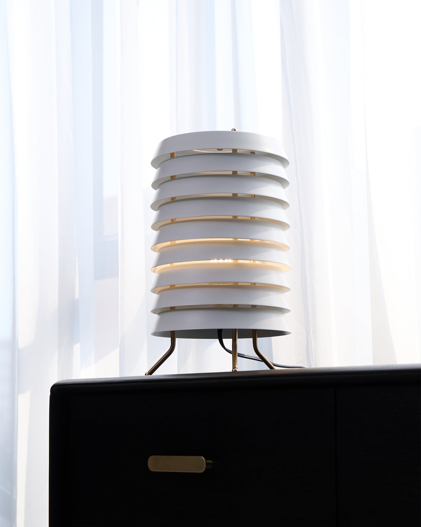 Baltic Tower Table Lamp | Metal | White Shade