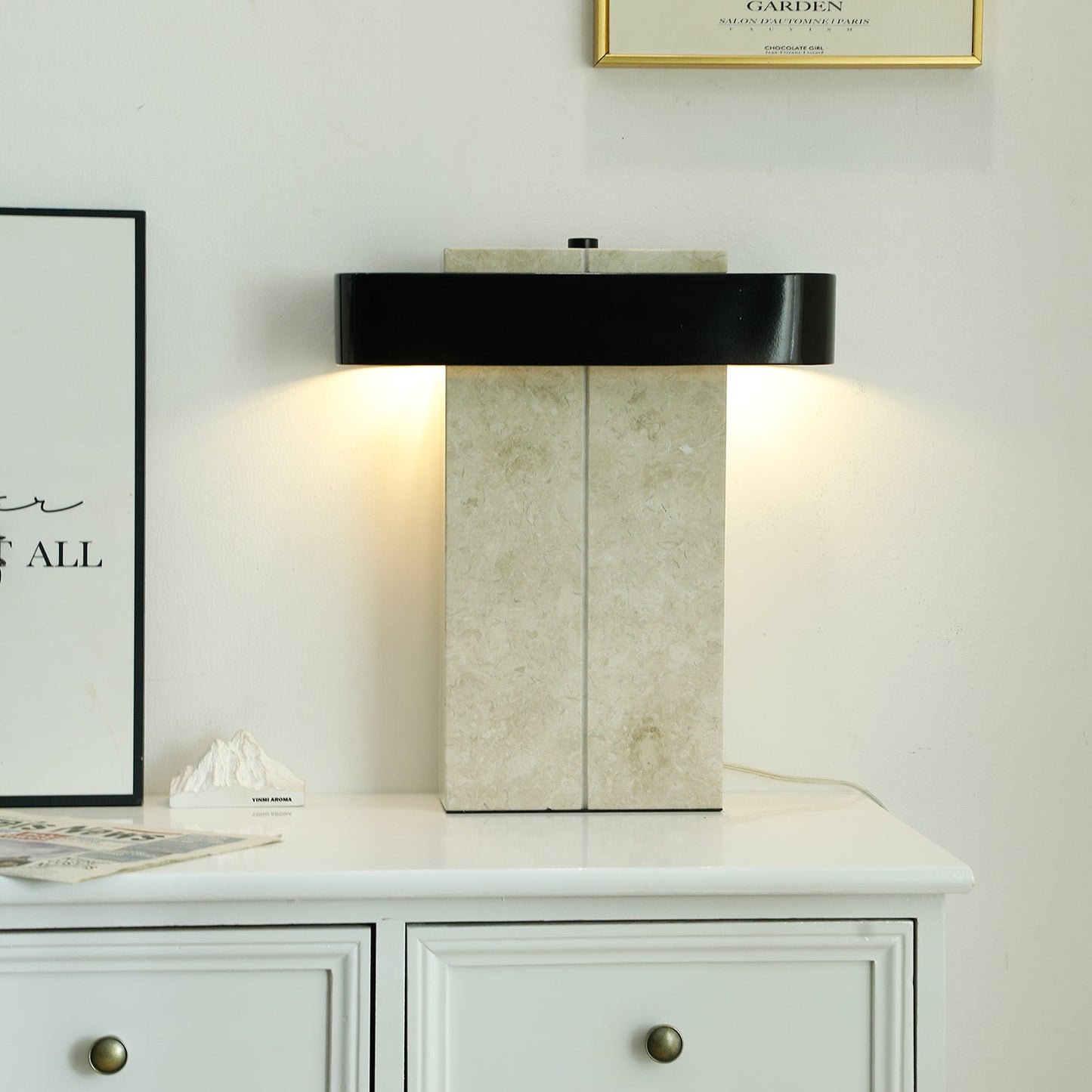 Bastion Marble Table Lamp | Marble & Metal | Black/Beige