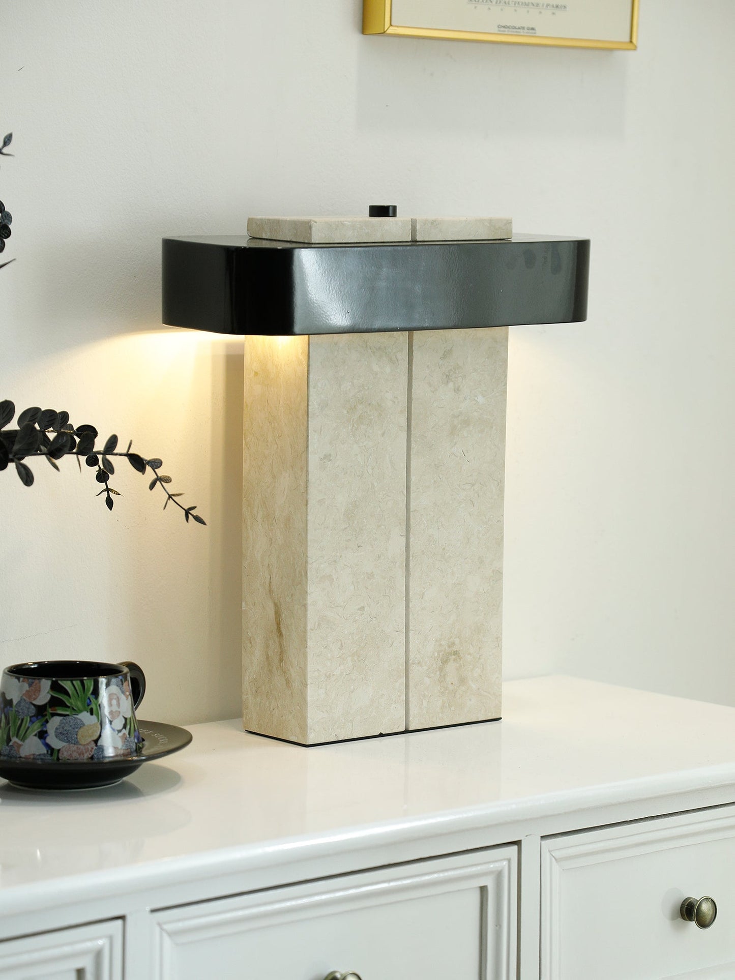 Bastion Marble Table Lamp | Marble & Metal | Black/Beige