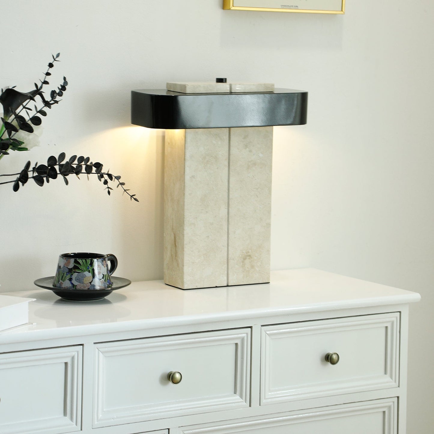 Bastion Marble Table Lamp | Marble & Metal | Black/Beige