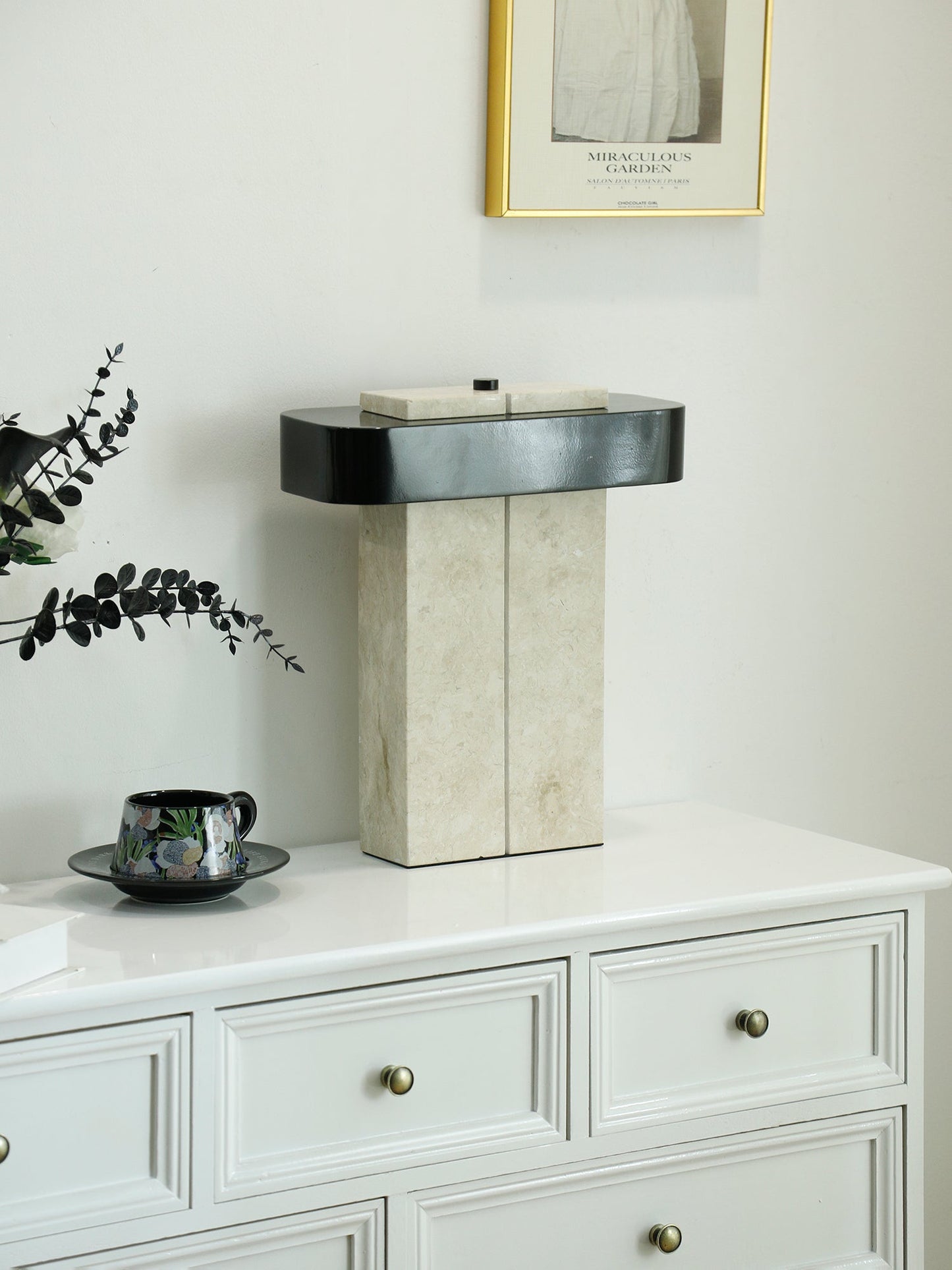 Bastion Marble Table Lamp | Marble & Metal | Black/Beige
