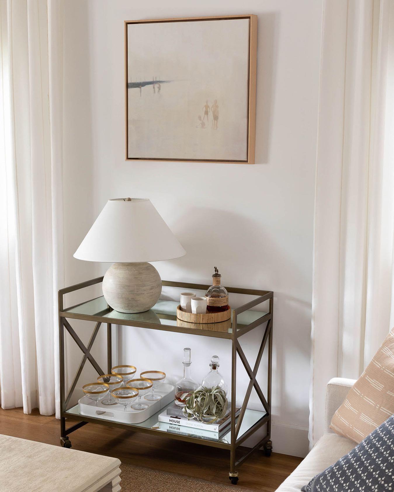 Beachside Table Lamp | Wood, Fabric, Metal | White Shade