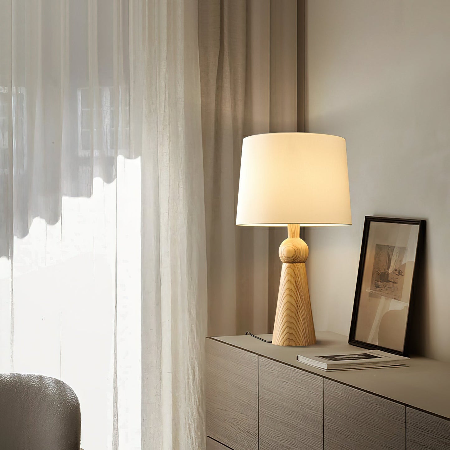 Bella Table Lamp | Metal, Wood, Fabric | Wood Color, Walnut Color, Black