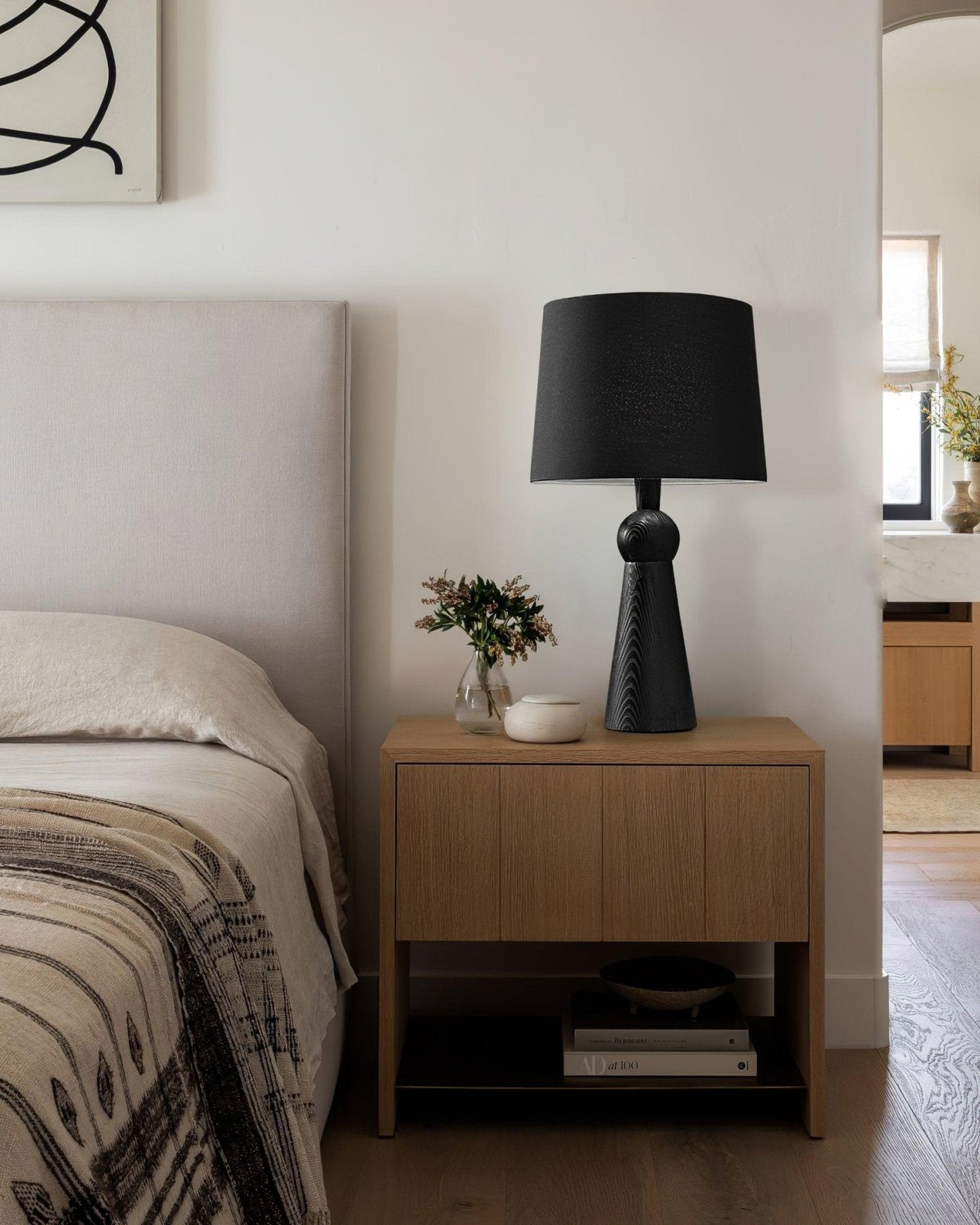 Bella Table Lamp | Metal, Wood, Fabric | Wood Color, Walnut Color, Black
