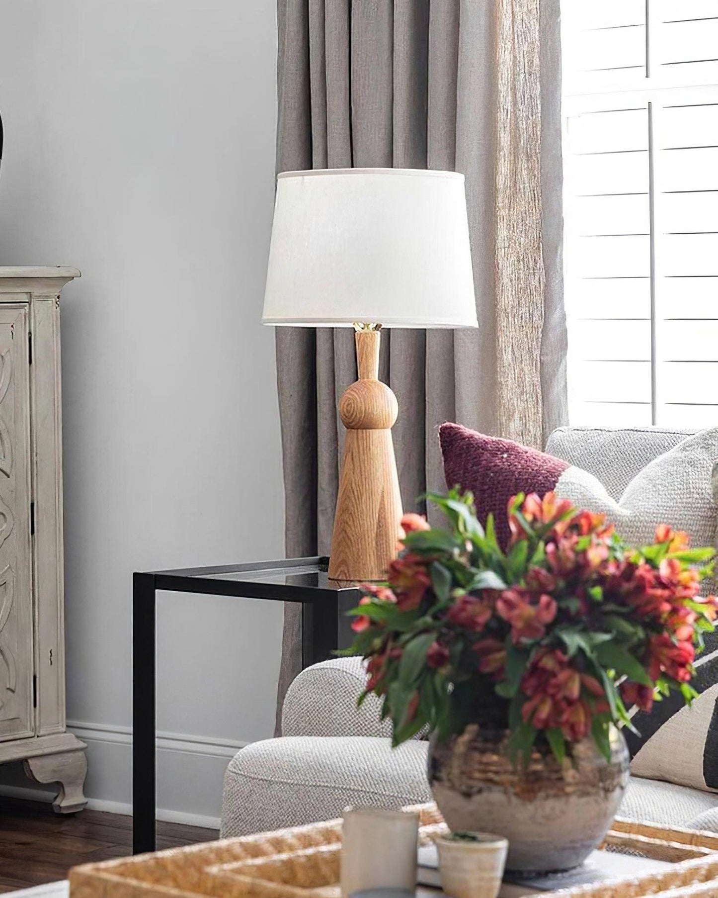 Bella Table Lamp | Metal, Wood, Fabric | Wood Color, Walnut Color, Black