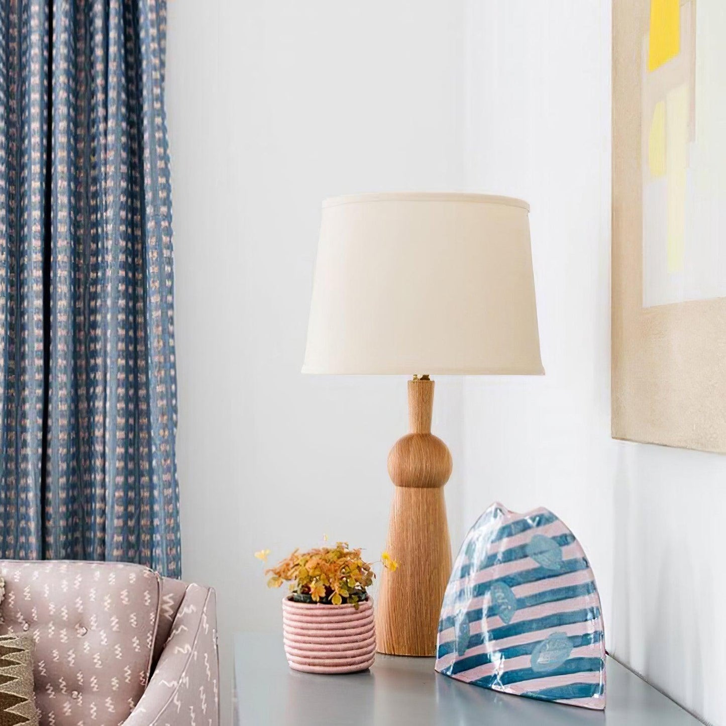 Bella Table Lamp | Metal, Wood, Fabric | Wood Color, Walnut Color, Black