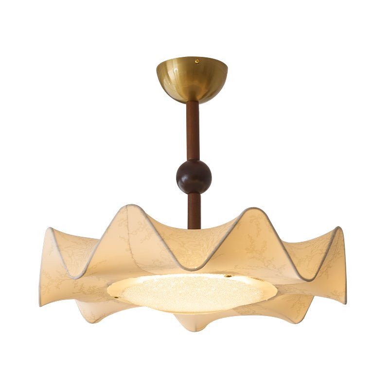 Bellara Ceiling Light | Fabric, Metal, Wood | Beige, Walnut, Gold