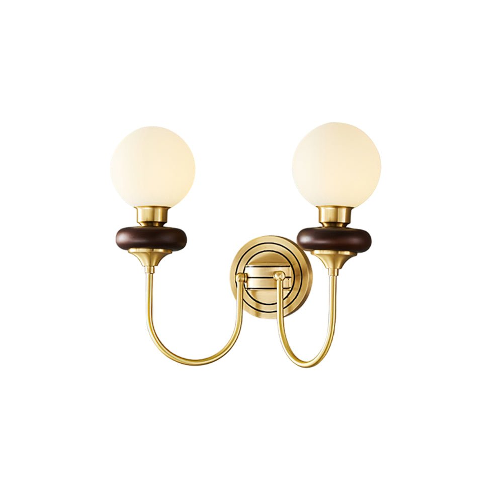 Bellevue Wall Lamp | Opaline Glass & Brass | Walnut & White
